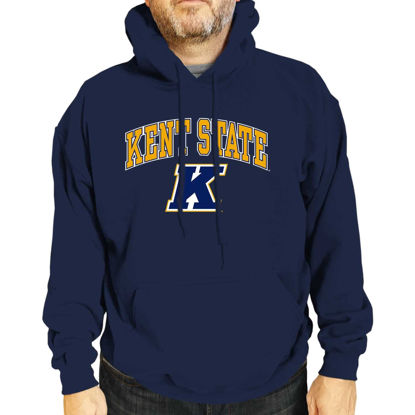 Picture of Campus Colors Adult Arch & Logo Soft Style Gameday Hooded Sweatshirt (Kent State Golden Flashes - Navy, Small)