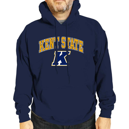 Picture of Campus Colors Adult Arch & Logo Soft Style Gameday Hooded Sweatshirt (Kent State Golden Flashes - Navy, Small)