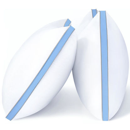 Picture of viewstar King Size Pillows Set of 2, Pillows 2 Pack for Sleeping, King Pillows with Down Alternative for Back and Side Sleepers, Fluffy Bed Pillows for Bed, Machine Washable, Light Blue, 20" x 34"