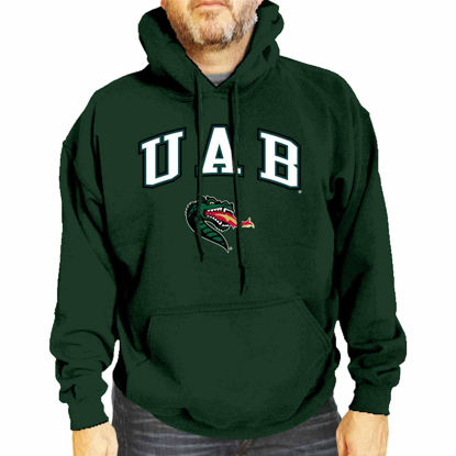 Picture of Campus Colors Adult Arch & Logo Soft Style Gameday Hooded Sweatshirt (UAB Blazers - Green, Medium)
