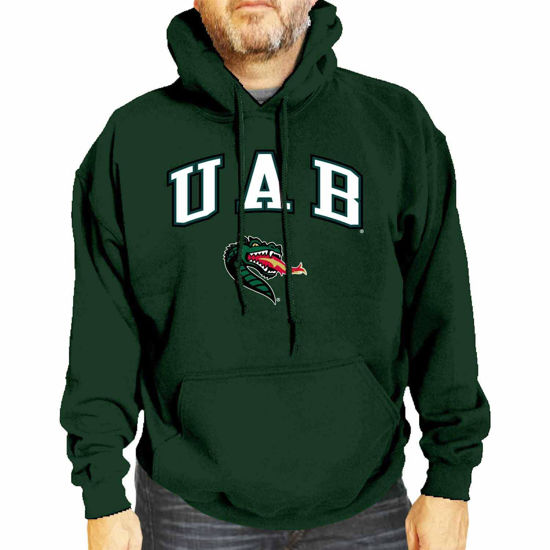 Picture of Campus Colors Adult Arch & Logo Soft Style Gameday Hooded Sweatshirt (UAB Blazers - Green, Medium)