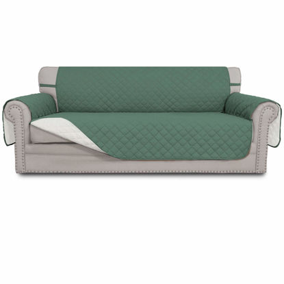 Picture of Easy-Going 4 Seater Sofa Slipcover Reversible Sofa Cover Water Resistant Couch Cover with Foam Sticks Elastic Straps Furniture Protector for Pets Children Dog Cat (XX-Large, Cyan/Ivory)