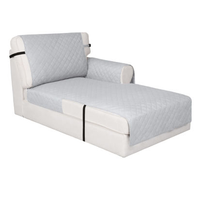 Picture of Easy-Going Reversible Chaise Lounge Couch Cover Water Resistant Sofa Cover Sectional L Shaped Sofa Slipcover with Adjustable Straps Furniture Protector for Dogs (115X34 in, Light Gray/Light Gray)