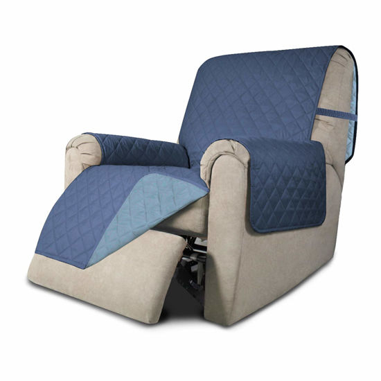 Picture of Easy-Going Recliner Sofa Slipcover Reversible Sofa Cover Water Resistant Couch Cover Furniture Protector with Elastic Straps for Pets Kids Children Dog Cat (Recliner, Dark Blue/Light Blue)