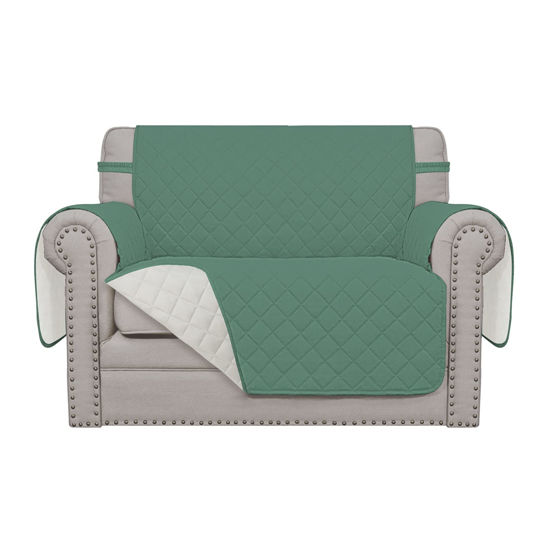 Picture of Easy-Going Oversized Chair Sofa Slipcover Reversible Sofa Cover Water Resistant Couch Cover Furniture Protector Cover with Elastic Straps for Pets Dog (Oversized Chair, Cyan/Ivory)