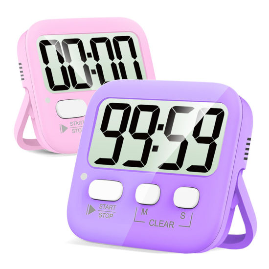 Picture of Antonki 2 Pack Digital Timer for Kids, Magnetic Countdown Kitchen Timers for Cooking, Egg, Classroom, Teacher, Exercise, Study, Oven - Battery Included