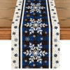 Picture of Artoid Mode Buffalo Plaid Snowflakes Blue Christmas Table Runner, Seasonal Winter Kitchen Dining Table Decoration for Home Party Decor 13x60 Inch