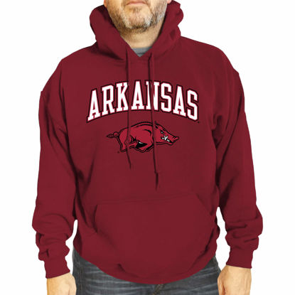 Picture of Campus Colors Adult Arch & Logo Soft Style Gameday Hooded Sweatshirt (Arkansas Razorbacks - Cardinal, Medium)