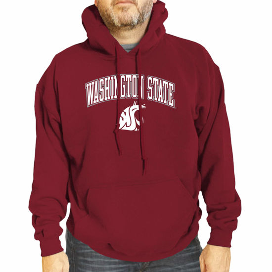 Picture of Campus Colors Adult Arch & Logo Soft Style Gameday Hooded Sweatshirt (Washington State Cougars - Cardinal, XX-Large)