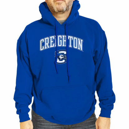 Picture of Campus Colors Adult Arch & Logo Soft Style Gameday Hooded Sweatshirt (Creighton Bluejays - Royal, XX-Large)
