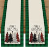 Picture of Artoid Mode Green Buffalo Plaid Xmas Trees 2PCS Merry Christmas Table Runner, Seasonal Winter Holiday Table Decoration for Home Party Decor 13 x 72 Inch
