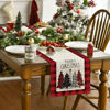 Picture of Artoid Mode Watercolor Red and Black Buffalo Plaid Christmas Trees Merry Xmas Table Runner, Seasonal Winter Holiday Kitchen Dining Table Decoration for Indoor Outdoor Home Party Decor 13 x 36 Inch