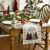 Picture of Artoid Mode Waterclor Grey Buffalo Plaid Christmas Trees Merry Xmas Table Runner, Seasonal Winter Holiday Kitchen Dining Table Decoration for Indoor Outdoor Home Party Decor 13 x 72 Inch
