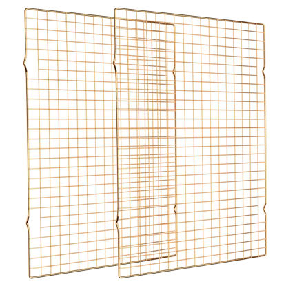 Picture of Cooling Rack for Baking, 2-Pack 16x10 Inches Baking Rack, Thick Wire Cookie Rack for Cooking, Roasting, Grilling, Drying, Oven Safe, Fits Half Sheet Pan, Gold