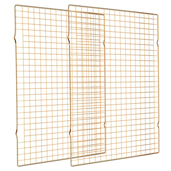 Picture of Cooling Rack for Baking, 2-Pack 16x10 Inches Baking Rack, Thick Wire Cookie Rack for Cooking, Roasting, Grilling, Drying, Oven Safe, Fits Half Sheet Pan, Gold