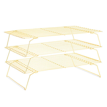Picture of Cooling Rack for Baking 3 Tiers, 16" x 10" Cookie Cooling Wire Rack Stackable Collapsible Nonstick, Stainless Steel Baking Cooking Cooling Racks with Optimum Air Flow, Gold
