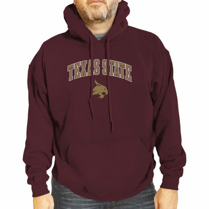 Picture of Campus Colors Adult Arch & Logo Soft Style Gameday Hooded Sweatshirt (Texas State Bobcats - Maroon, Large)