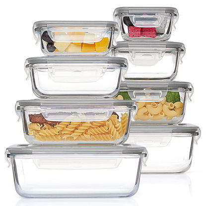 Picture of Vtopmart 8 Pack Glass Food Storage Containers with Airtight Lids, Glass Meal Prep Containers, Bento Boxes for Lunch, for Microwave, Oven, Freezer and Dishwasher, BPA Free