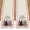 Picture of Artoid Mode Pink Buffalo Plaid Xmas Trees 2PCS Merry Christmas Table Runner, Seasonal Winter Holiday Table Decoration for Home Party Decor 13 x 72 Inch