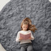 Picture of OLANLY Light Grey Round Rugs for Bedroom - Machine Washable, 6x6 Feet Circle Area Rugs for Living Room, Soft Fluffy Shaggy Carpet for Teen Girls and Boys, Dorms, Nursery Rooms, Home Decor Aesthetic
