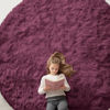 Picture of OLANLY Burgundy Round Rugs for Bedroom - Machine Washable, 9x9 Feet Circle Area Rugs for Living Room, Soft and Fluffy Shaggy Carpet for Teen Girls and Boys, Dorms, Nursery Rooms, Home Decor Aesthetic