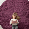 Picture of OLANLY Burgundy Round Rugs for Bedroom - Machine Washable, 8x8 Feet Circle Area Rugs for Living Room, Soft and Fluffy Shaggy Carpet for Teen Girls and Boys, Dorms, Nursery Rooms, Home Decor Aesthetic