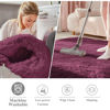 Picture of OLANLY Burgundy Round Rugs for Bedroom - Machine Washable, 8x8 Feet Circle Area Rugs for Living Room, Soft and Fluffy Shaggy Carpet for Teen Girls and Boys, Dorms, Nursery Rooms, Home Decor Aesthetic
