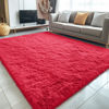 Picture of OLANLY 5x7 Machine Washable Large Area Rugs for Living Room, Bedroom, Soft Fluffy Shaggy Bedside Rug, Indoor Floor Carpet for Kids Girls and Boys, Dorms, Nursery, Home Decor Aesthetic, Red