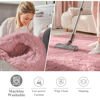 Picture of OLANLY Pale Pink Round Rugs for Bedroom - Machine Washable, 9x9 Feet Circle Area Rugs for Living Room, Soft and Fluffy Shaggy Carpet for Teen Girls and Boys, Dorms, Nursery Rooms, Home Decor Aesthetic