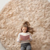 Picture of OLANLY Beige Round Rugs for Bedroom - Machine Washable, 8x8 Feet Circle Area Rugs for Living Room, Soft and Fluffy Shaggy Carpet for Teen Girls and Boys, Dorms, Nursery Rooms, Home Decor Aesthetic