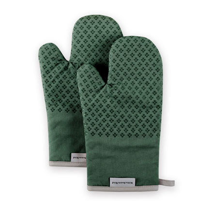 Picture of KitchenAid Asteroid Oven Mitt Set, 7"x12.5", Dark Green, 2 Piece