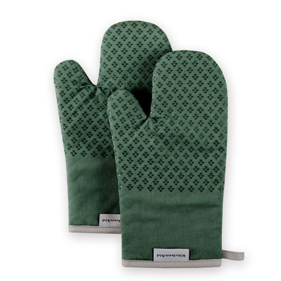Picture of KitchenAid Asteroid Oven Mitt Set, 7"x12.5", Dark Green, 2 Piece
