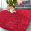 Picture of OLANLY 6x9 Machine Washable Large Area Rugs for Living Room, Bedroom, Soft Fluffy Shaggy Bedside Rug, Indoor Floor Carpet for Kids Girls and Boys, Dorms, Nursery, Home Decor Aesthetic, Red