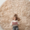Picture of OLANLY Beige Round Rugs for Bedroom - Machine Washable, 9x9 Feet Circle Area Rugs for Living Room, Soft and Fluffy Shaggy Carpet for Teen Girls and Boys, Nursery Rooms, Dorms, Home Decor Aesthetic