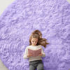 Picture of OLANLY Grey Round Rugs for Bedroom - Machine Washable, 8x8 Feet Circle Area Rugs for Living Room, Soft and Fluffy Shaggy Carpet for Teen Girls and Boys, Dorms, Nursery Rooms, Home Decor Aesthetic