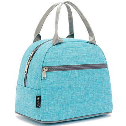 Picture of FlowFly Lunch Bag Tote Bag Lunch Organizer Lunch Holder Insulated Lunch Cooler Bag for Women/Men,Sea Blue