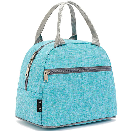 Picture of FlowFly Lunch Bag Tote Bag Lunch Organizer Lunch Holder Insulated Lunch Cooler Bag for Women/Men,Sea Blue