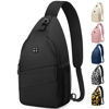 Picture of Pritent Crossbody Bags for Women Men Trendy Sling Bag Bakpack Casual Chest Bag with Convertible Shoulder Strap Travel Cross Body Bag for Hiking Traveling Outdoors(Black)