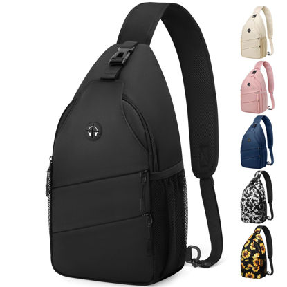 Picture of Pritent Crossbody Bags for Women Men Trendy Sling Bag Bakpack Casual Chest Bag with Convertible Shoulder Strap Travel Cross Body Bag for Hiking Traveling Outdoors(Black)