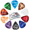 Picture of 12 Pack Guitar Picks Plectrums with Organizer Storage Box, 0.58 0.84 1.2 mm Includes Thin Medium Heavy Thickness, Variety Colorful Celluloid Plectrums for Bass Electric Acoustic Guitars Ukulele