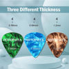 Picture of 12 Pack Guitar Picks Plectrums with Organizer Storage Box, 0.58 0.84 1.2 mm Includes Thin Medium Heavy Thickness, Variety Colorful Celluloid Plectrums for Bass Electric Acoustic Guitars Ukulele