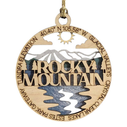 Picture of Rocky Mountain National Park 3" Wood Ornament - Handcrafted 2-Layer Christmas Decor with Glacial Valleys Scene
