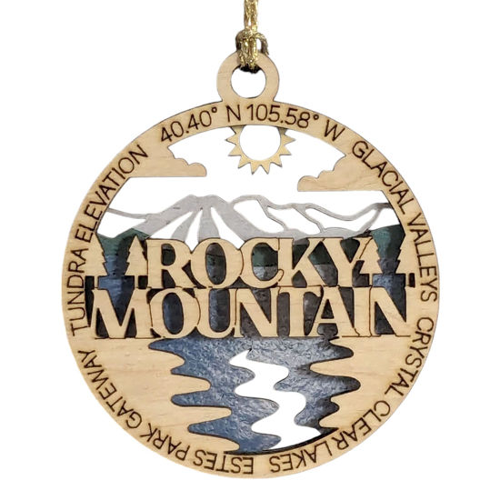 Picture of Rocky Mountain National Park 3" Wood Ornament - Handcrafted 2-Layer Christmas Decor with Glacial Valleys Scene
