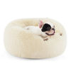 Picture of Bedsure Calming Dog Bed for Small Medium Dogs - Donut Washable Medium Pet Bed, 27 inches Anti-Slip Round Fluffy Plush Faux Fur Cat Bed, Cream