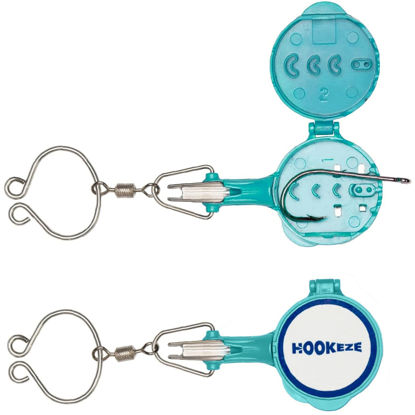 Picture of HOOK-EZE New All in One Nail Knot Tying Tool | Pack of 2 | Protect from Fish Hooks | Tie Fishing Knots Easily | Cool Gadgets | Ice & Fly Fishing Gifts & Accessories for Beginner Anglers - Turquoise