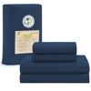 Picture of LANE LINEN 100% Organic Cotton Full Sheets Set 4-Piece Pure Percale Soft Bedding Breathable Fits Mattress Upto 15" Deep - Estate Blue