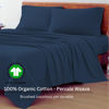 Picture of LANE LINEN 100% Organic Cotton Full Sheets Set 4-Piece Pure Percale Soft Bedding Breathable Fits Mattress Upto 15" Deep - Estate Blue
