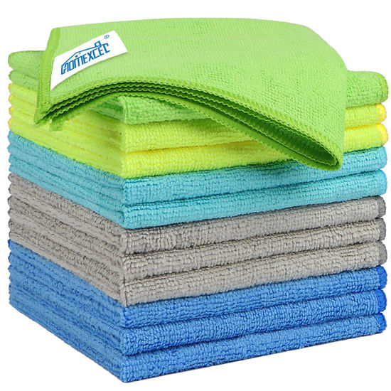 Picture of HOMEXCEL Microfiber Cleaning Cloths 12 Pack, 12.5 x 12.5 Inch Microfiber Towel for Cars, Ultra Absorbent Cleaning Rags, Lint Free Cleaning Towels for Household, Kitchen, Window, and Car, Multicolor