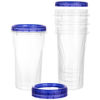 Picture of PLASTICPRO [48 oz 4 Pack] Twist Top Deli Containers Clear bottom With blue Top Twist on Lids Reusable, Stackable, Food Storage Freezer Container Pack of 4