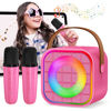 Picture of YLYYCC Mini Karaoke Machine with 2 Wireless Microphones for Kids Adults, Portable Bluetooth Singing Speaker Birthday Fun Gift for Girls Boys Ages 4,5,6,7,8,9,10+ Year Old, Toys for Party (Hotpink)